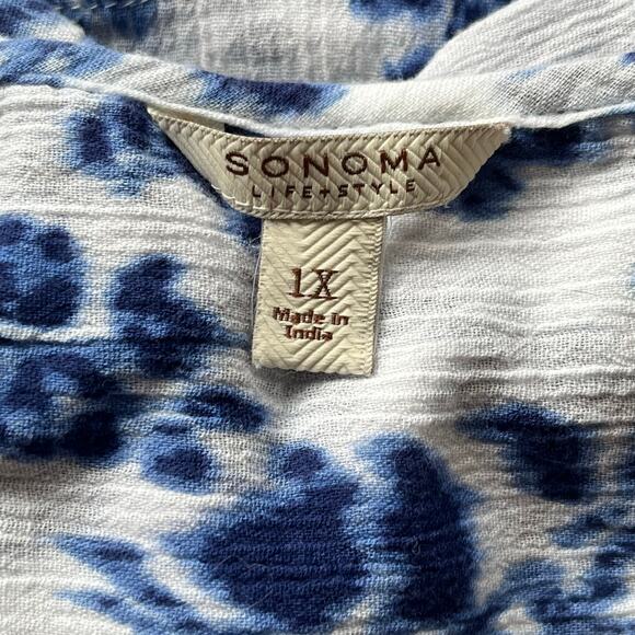 Sonoma Blue & White 3/4 Sleeve Blouse Size 1X - Picture 3 of 13